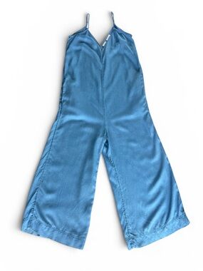 Joie 100% Lyocell Chambray Wide Leg Jumpsuit Blue XS Pockets